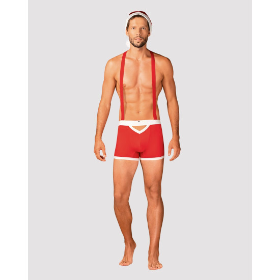Мужской эротический костюм Санта-Клауса (боксеры на подтяжках) Obsessive Mr Claus, L/XL