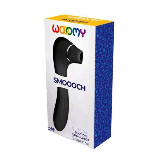 Вакуумний стимулятор з вібрацією, чорний Wooomy Smoooch Black