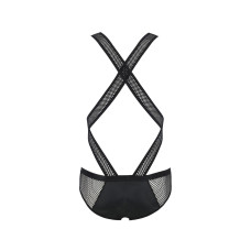 Еротичне сітчасте боді з екошкіри та сітки, чорне Passion 045 Victor Black, XXL/XXXL