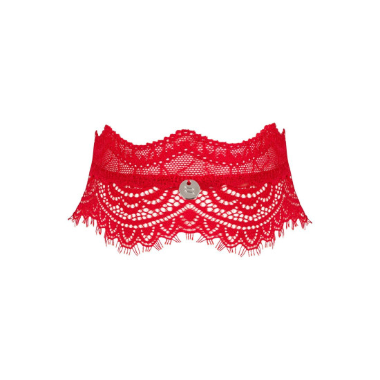 Широкий мереживний чокер, червоний Obsessive Bergamore Choker, Red
