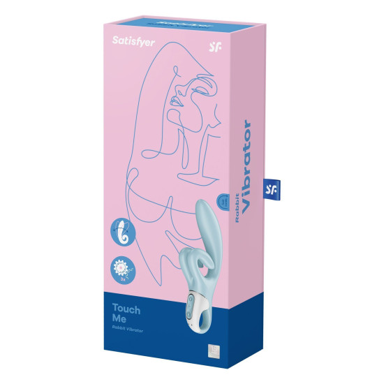 Вибратор-кролик с двойным отростком и 3 мощными моторами, синий Satisfyer Touch Me Blue