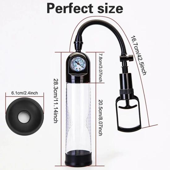 Вакуумна помпа зі стрілочним манометром і ручним насосом Men Powerup Pump