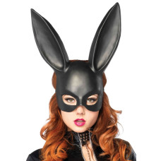Маска кролика с длинными ушками на резинке, чёрная Leg Avenue Masquerade Rabbit Mask Black