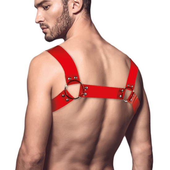 Мужская портупея на грудь, красная прозрачная Feral Feelings Bulldog Harness Red Transparent