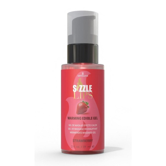 Sensuva Sizzle Lips Strawberry, 59 ml - зігріваючий масажний гель зі смаком полуниці