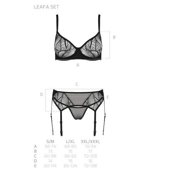 Комплект, чёрный Passion LEAFA SET black, L/XL