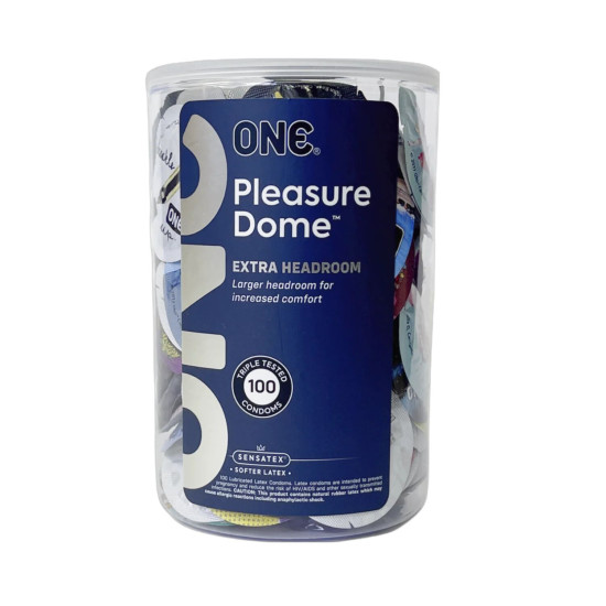 Набір презервативів з розширеною голівкою, в тубусі ONE Pleasure Dome, 100 шт
