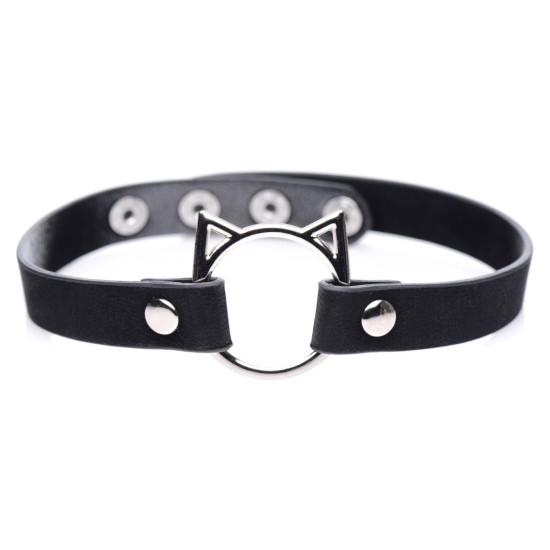 Чокер с кольцом, черный Master Series Kinky Kitty Ring Slim Choker Black