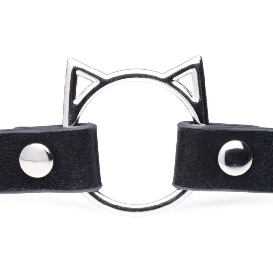 Чокер с кольцом, черный Master Series Kinky Kitty Ring Slim Choker Black