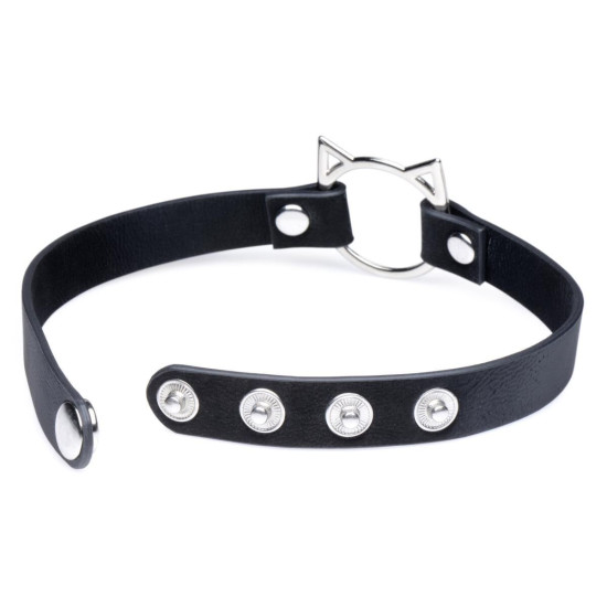 Чокер с кольцом, черный Master Series Kinky Kitty Ring Slim Choker Black