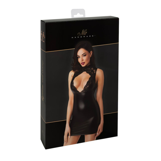 Платье с кружевом, черное Noir Handmade F343 Powerwetlook and Lace Mini Skirt, XXL
