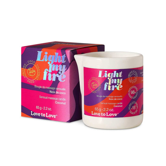 Масажна свічка з ароматом кокоса Love To Love Light My Fire Coconut, 65 ml