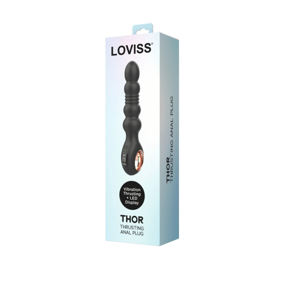 Анальний вібратор з пульсацією, 2 мотори Loviss Thor Thrusting Anal Plug