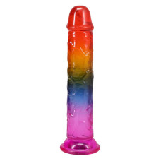 Дилдо, длина 19.1 см, радужный Doc Johnson Crystal Jellies - 7.5 Inch Dong - Rainbow