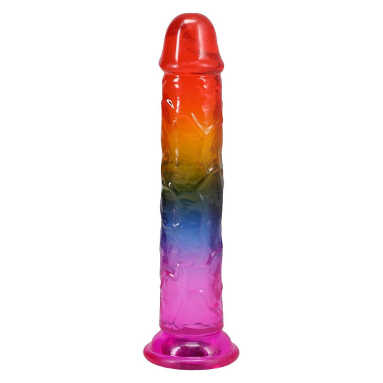 Дилдо, длина 19.1 см, радужный Doc Johnson Crystal Jellies - 7.5 Inch Dong - Rainbow