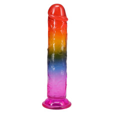 Дилдо, длина 19.1 см, радужный Doc Johnson Crystal Jellies - 7.5 Inch Dong - Rainbow