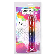 Дилдо, длина 19.1 см, радужный Doc Johnson Crystal Jellies - 7.5 Inch Dong - Rainbow