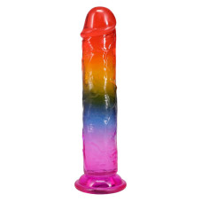 Дилдо, длина 19.1 см, радужный Doc Johnson Crystal Jellies - 7.5 Inch Dong - Rainbow