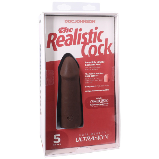 Фалоімітатор, довжина 12.7 см Doc Johnson The Realistic Cock ULTRASKYN - 5 Inch Chocolate