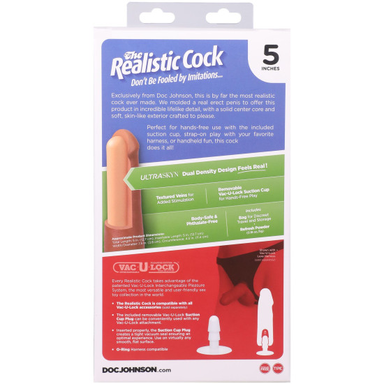 Фалоімітатор, довжина 12.7 см Doc Johnson The Realistic Cock ULTRASKYN - 5 Inch Chocolate