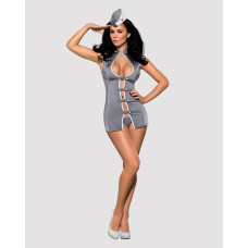 Еротичний костюм стюардеси Obsessive Stewardess 3 pcs costume grey S/M (пом'ята упаковка!!!)