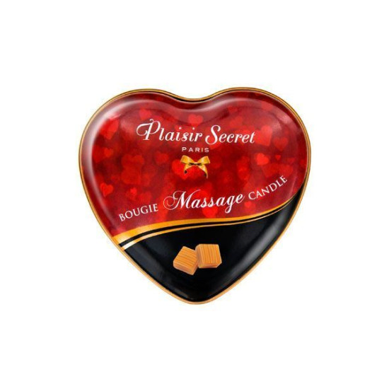 Массажная свеча-сердечко с карамельным ароматом Plaisirs Secrets Caramel, 35 ml (срок 09.2025)