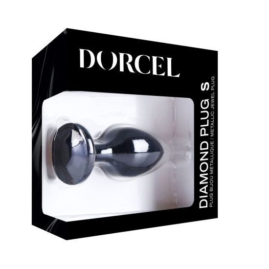 Металлическая анальная пробка с кристаллом, черная Dorcel Diamond Plug Black, S (мятая упаковка)