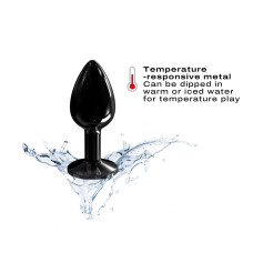 Металева анальна пробка з кристалом, чорна Dorcel Diamond Plug Black, S (пом'ята упаковка)