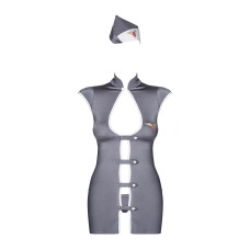Еротичний костюм стюардеси Obsessive Stewardess 3 pcs costume grey S/M (пом'ята упаковка!!!)