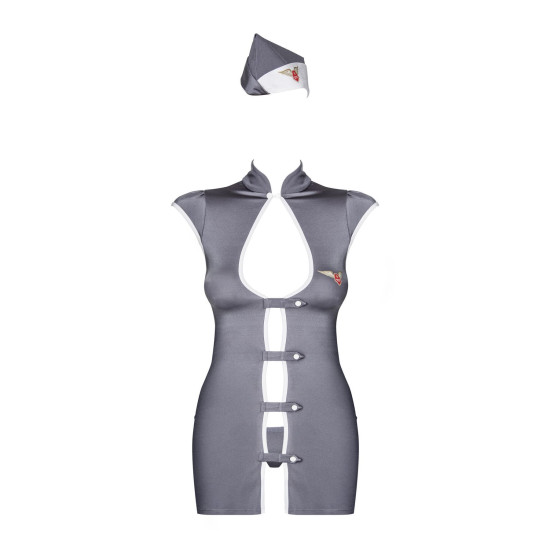 Еротичний костюм стюардеси Obsessive Stewardess 3 pcs costume grey S/M (пом'ята упаковка!!!)