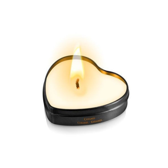 Масажна свічка у формі серця з карамельним ароматом Plaisirs Secrets Caramel, 35 ml