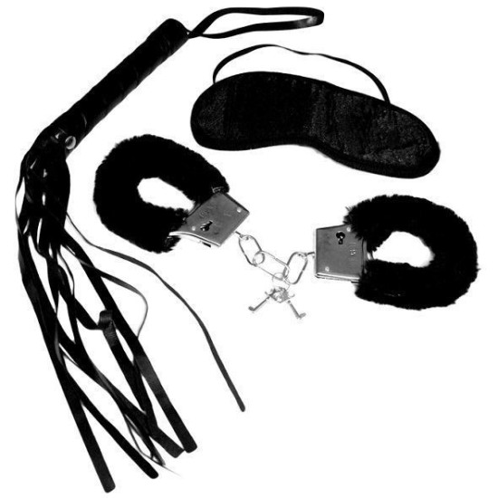 Набор для начинающих (наручники, маска, флоггер), черный Sex and Mischief Intro to S&M Kit Black