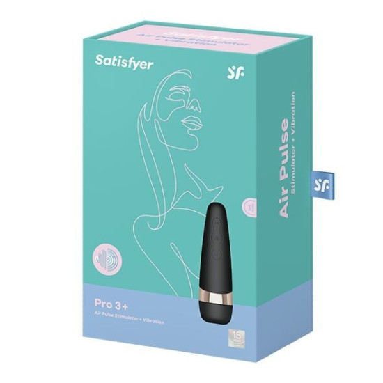 Вакуумний кліторальний вібро-стимулятор чорного кольору Satisfyer Pro 3 Vibration