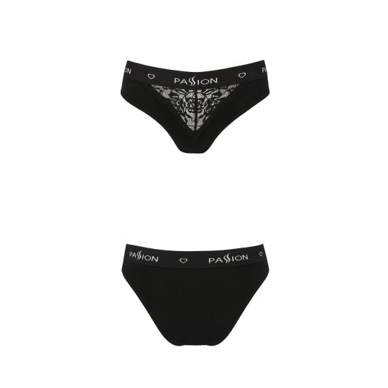 Трусики з широкою резинкою і мереживом, чорні Passion PS001 Panties Black, розмір XL