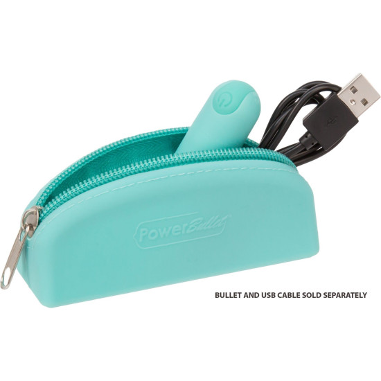 Сумка для хранения секс-игрушек, бирюзовая PowerBullet Silicone Zippered Bag Teal