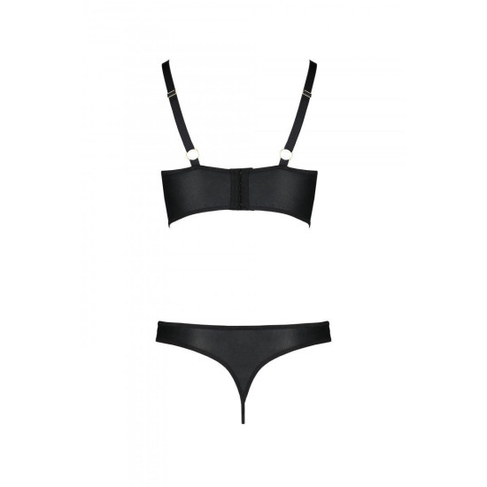 Комплект из экокожи с люверсами и ремешками (бра и трусики), черный Passion Malwia Bikini Black, L/XL
