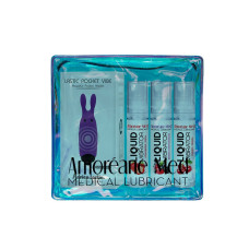 Набір з 3-х смаків стимулюючого лубриканта і вібропулі Amoreane Med Set, 3×10 ml + Adrien Lastic Purple