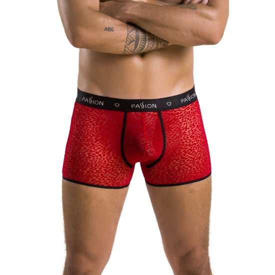 Прозрачные боксеры из сетки с леопардовым рисунком, красные Passion 046 Short Parker Red, L/XL