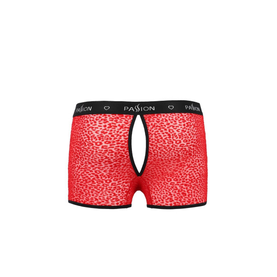 Прозрачные боксеры из сетки с леопардовым рисунком, красные Passion 046 Short Parker Red, L/XL