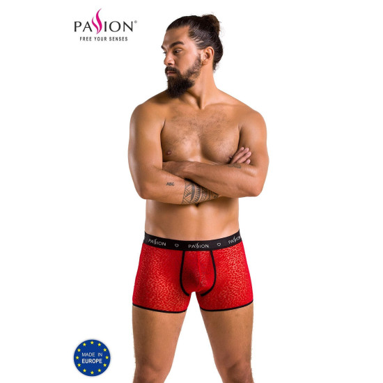 Прозрачные боксеры из сетки с леопардовым рисунком, красные Passion 046 Short Parker Red, L/XL