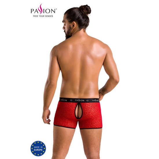 Прозрачные боксеры из сетки с леопардовым рисунком, красные Passion 046 Short Parker Red, L/XL