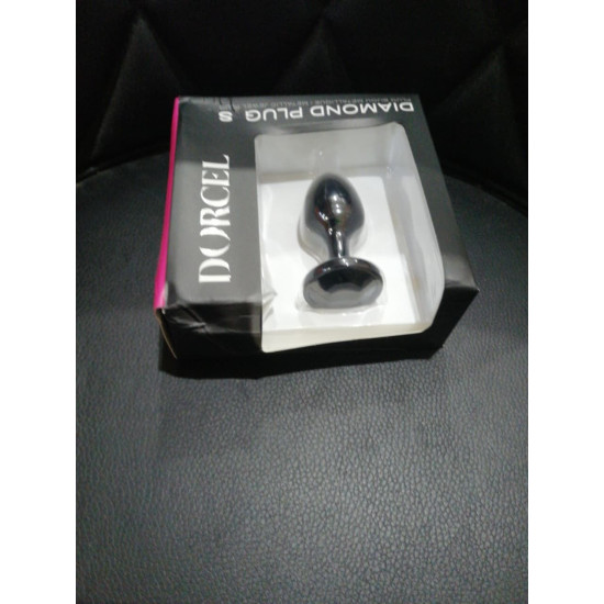 Металлическая анальная пробка с кристаллом, черная Dorcel Diamond Plug Black, S (мятая упаковка)