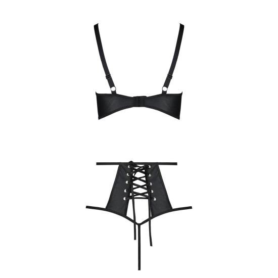 Комплект білизни (ліф, високі трусики з корсетом ззаду), чорний Passion Tasmina Set Black, S/M