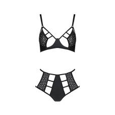 Комплект білизни (ліф, високі трусики з корсетом ззаду), чорний Passion Tasmina Set Black, S/M