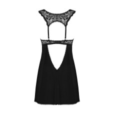Сорочка бэби-долл с кружевом на груди, стринги, чёрная Obsessive Donna Dream Babydoll Black, M/L