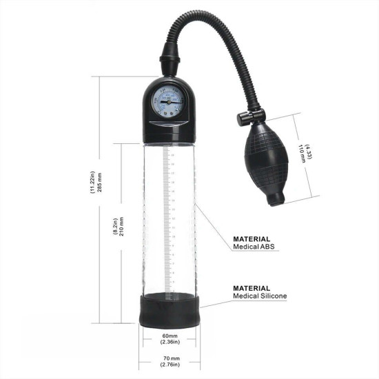 Вакуумна помпа зі стрілочним манометром і ручною «грушею» Men Powerup Pump