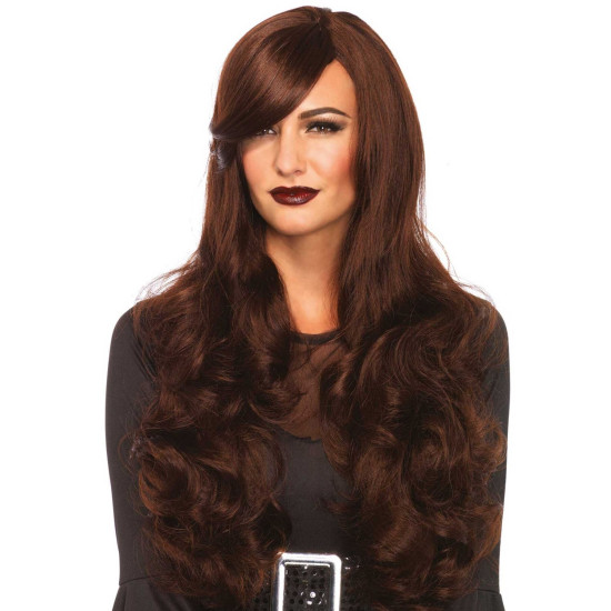 Волнистый парик с косой чёлкой, коричневый, длина 68 см Leg Avenue Long Wavy Wig Brown, 68 cm