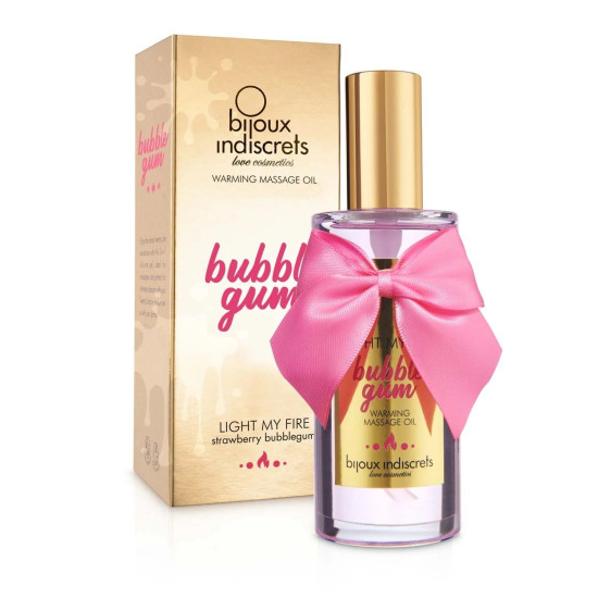 Розігрівауче масло з ароматом полуничної жуйки Bijoux Indiscrets Light My Fire - Strawberry Bubblegum, 100 ml