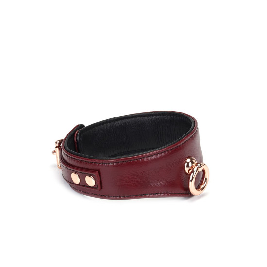Шкіряний нашийник з повідцем і замком-сердечком, червоний Liebe Seele Wine Red Curved Collar