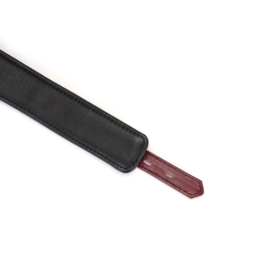 Шкіряний нашийник з повідцем і замком-сердечком, червоний Liebe Seele Wine Red Curved Collar